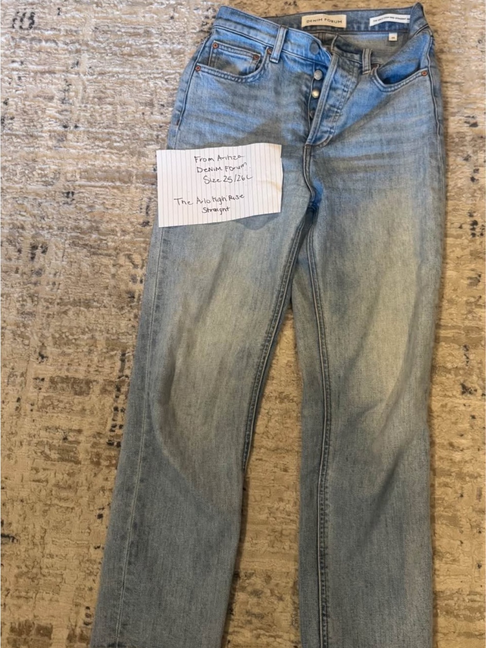 Denim Forum Light Blue 25/26 The Arlo High Straight Leg Jeans
